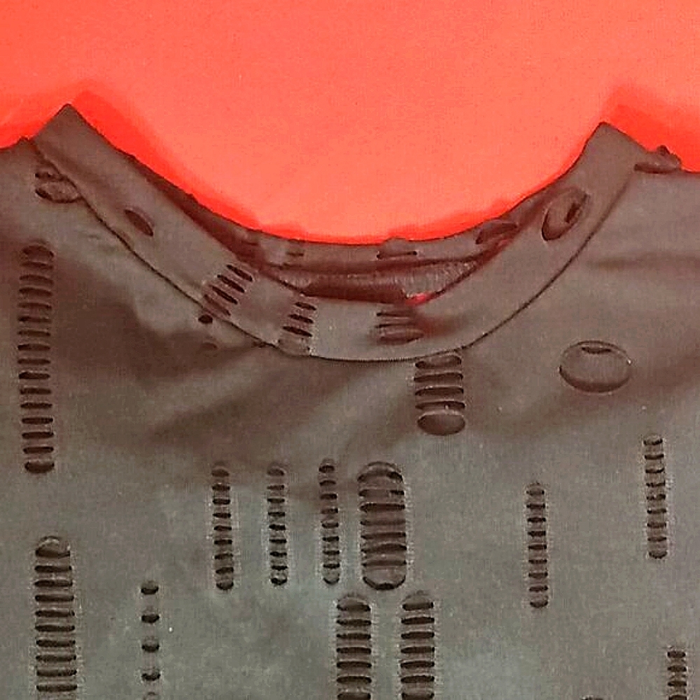 Mock Neck Ripped Short Set (Color: Black) - Picture 5 of 10